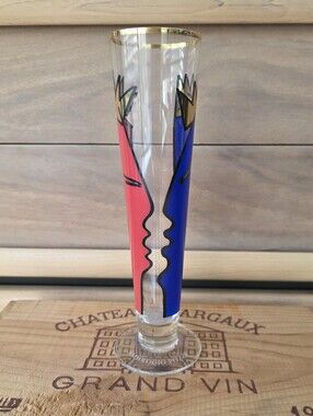 Vintage Ritzenhoff 'Two Kings' Beer Glass With Gold Accents By Ambrogio Pozzi